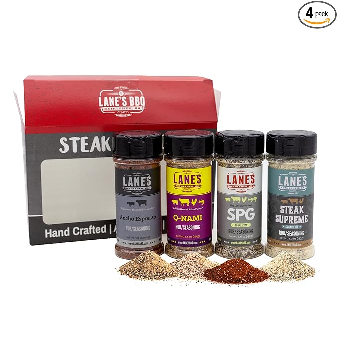 Lane's Steak Me Home BBQ Seasonings and Rubs Gift Set, All-Natural 4 Rubs Seasoning Kit of Q-Nami