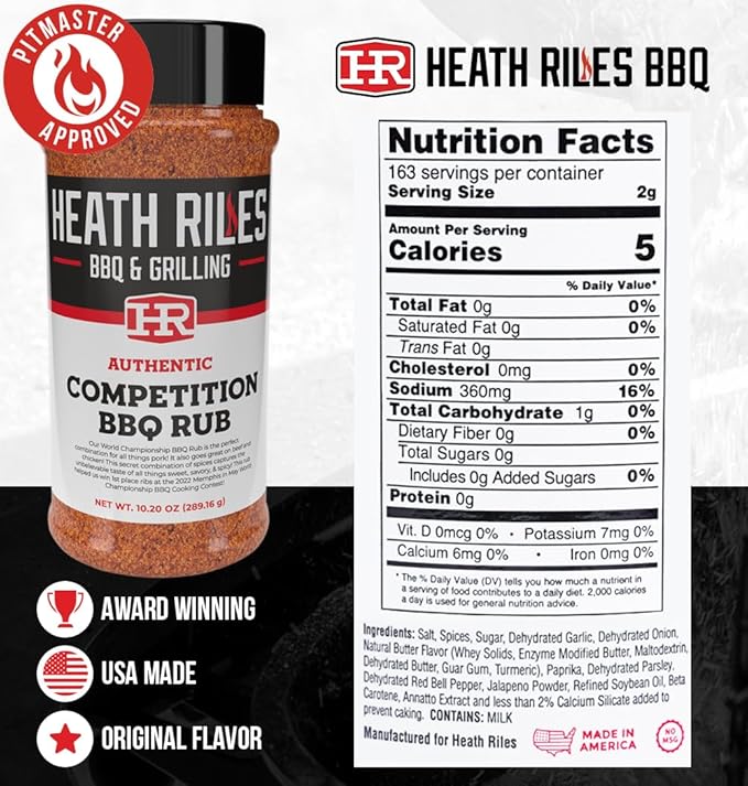 Heath Riles BBQ Rub - Competition Seasoning, Champion Pitmaster Recipe, Legendary BBQ Rubs For