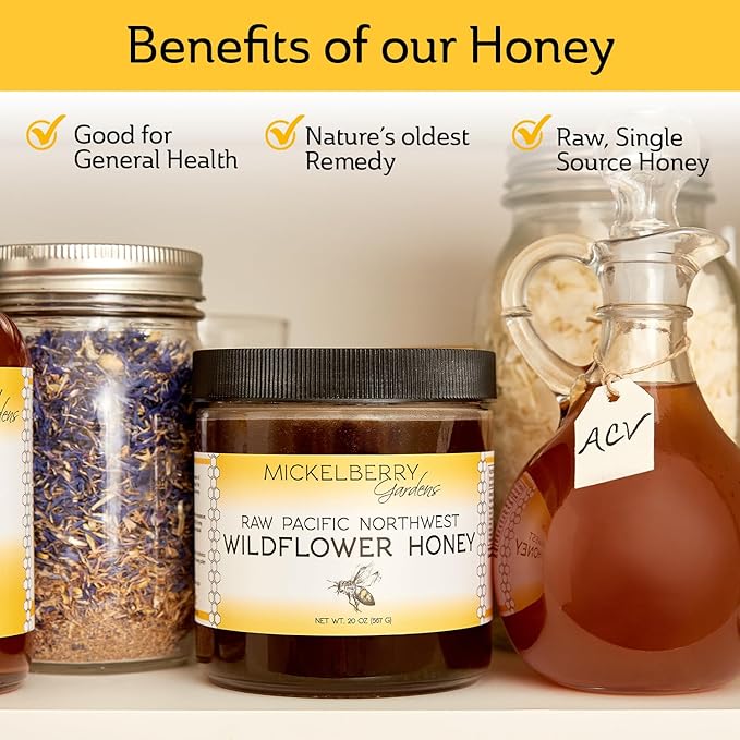 Raw Wildflower Honey - Pure, Unadulterated, Clean, Grade A Strained Honey from the Pacific