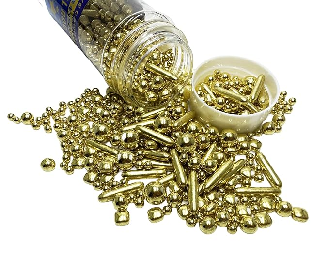 Gold Dragees Sprinkles Sprinkles for Cake Decorating, Gold Pearl Sugar Cupcake, Cookies, Ice Cream