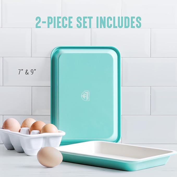 GreenLife 13" x 9" Quarter Sheet Baking Pans, 2 Piece Bakeware Set, PFAS-Free Ceramic Nonstick