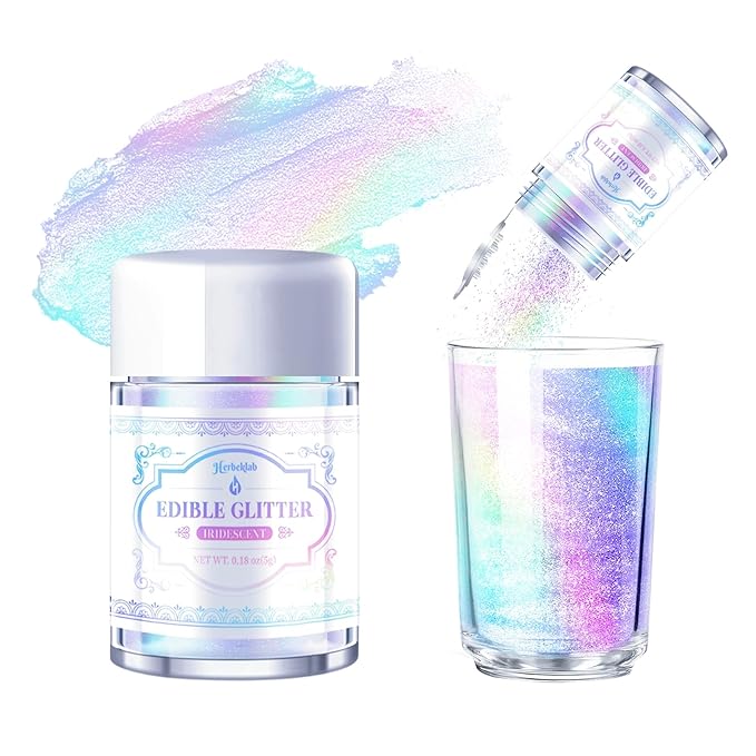Iridescent Edible Glitter ??5g Rainbow Luster Dust Drink Glitter, Food Grade Shimmer Powder for