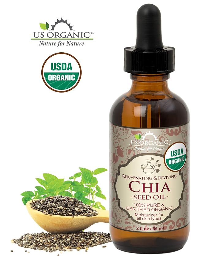 US Organic Chia Seed Oil, Certified Organic, Pure & Natural, Cold Pressed Virgin, Unrefined