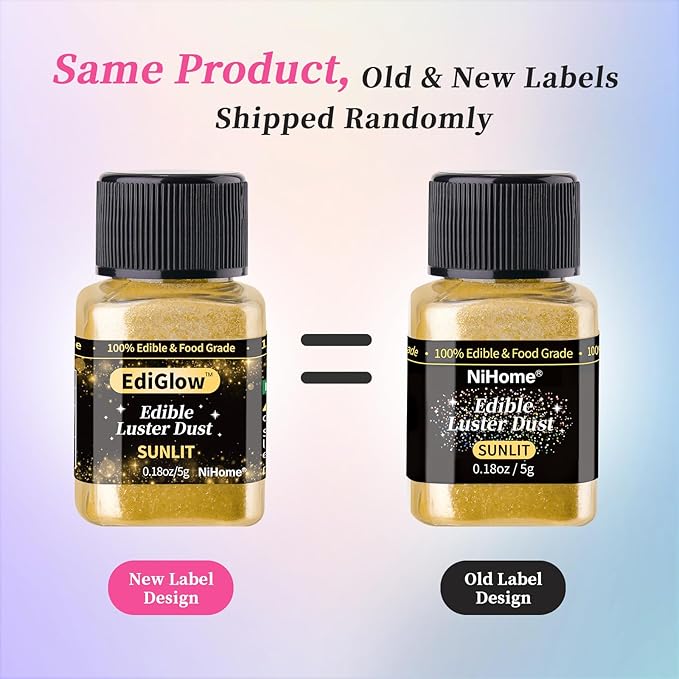 NiHome Edible Food-Grade Glimmer Powder Glitter Luster Dust Metallic Food Decorating Sprinkle