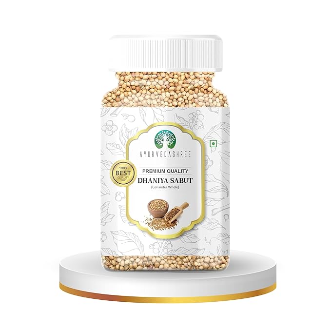 AYURVEDASHREE Coriander Whole (Indian Dhania) Spice 80gm PET Jar | All Natural | Salt-Free | Vegan