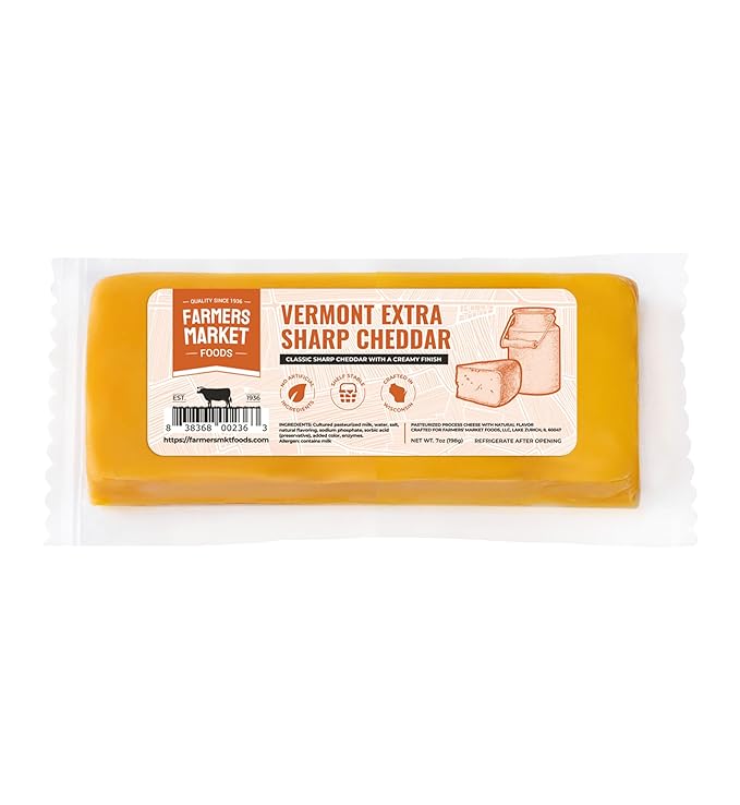 Farmers Market, Gluten Free, Keto, Paleo, Low Sodium, Zero Sugar, Wisconsin Cheese, 1-Pack, Vermont