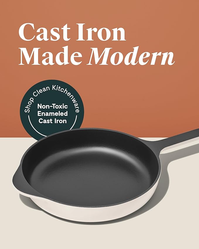 Caraway Cast Iron Skillet - 10.5” Enameled Cast Iron Pan With 3 Layer Enamel Coating - No Seasoning
