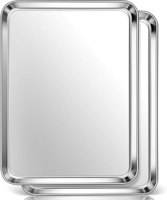 Homikit 2 Pack Baking Sheet, 18” x 13” Stainless Steel Large Cookie Pan Set for Oven, Heavy Duty