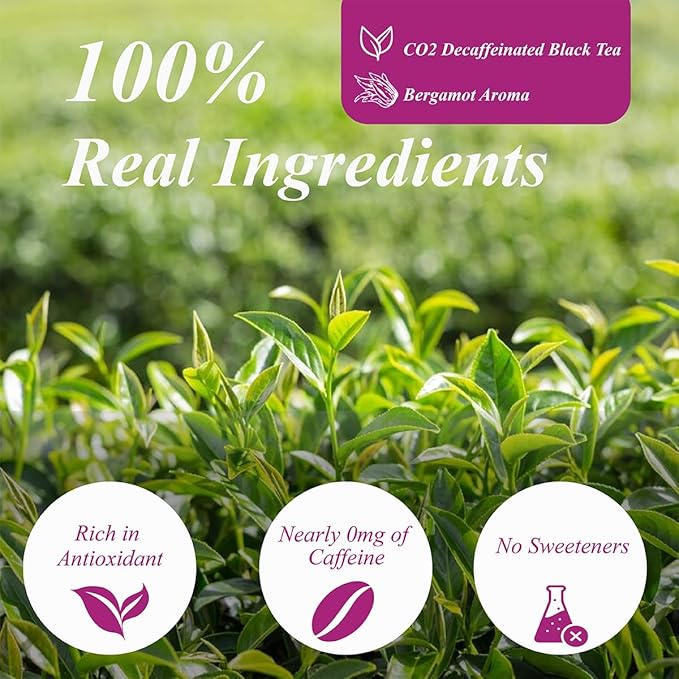 WT WEETEE Decaf Earl Grey Tea Bags, 100 Count CO2-Decaffeinated Black Tea Flavored with Bergamot