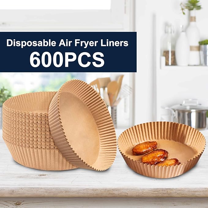 600 PCS 7.9 Inch Round Air Fryer Baking Paper Liners, Non-Stick Parchment Paper Liners for 5-8QT