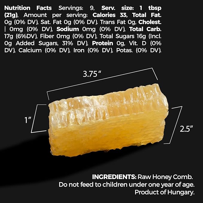 Bees Knees Raw Honeycomb, 100% Edible, All-Natural Gourmet Honeycomb in Double Sealed Packaging
