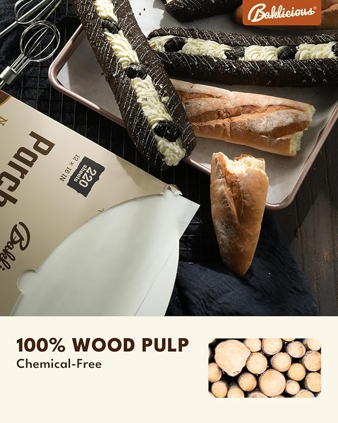 220 Pcs 12x16 In Parchment Paper Sheets, Baklicious Pre-cut Non-Stick Parchment Baking Paper for