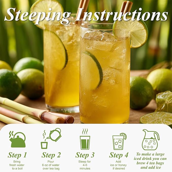 WT WEETEE Lemongrass Tea Bags, 100 Count Pure Lemon Grass Leaves Tea Bags, Natural Caffeine Free