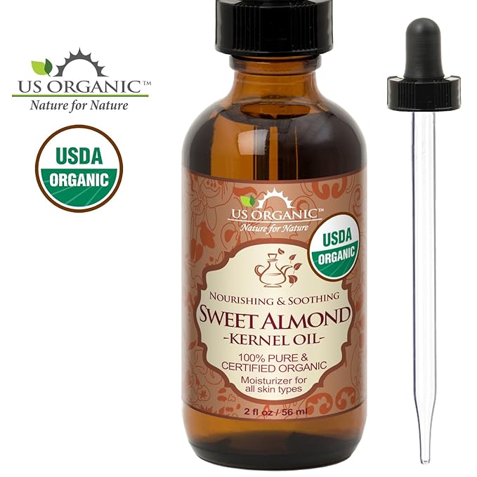 US Organic Sweet Almond Kernel Oil, USDA Certified Organic,100% Pure & Natural, Cold Pressed
