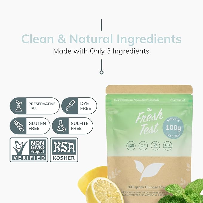 The Fresh Test, 100-gram Powder Drink Mix | Additive-Free, Non-GMO, Organic Ingredients | Mint