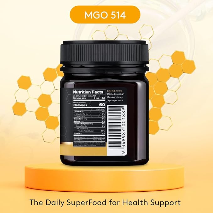 Nature’s Gold Raw Manuka Honey, MGO 514+ | Authentic MGO, Australian Honey, Non-GMO, 100% Pure