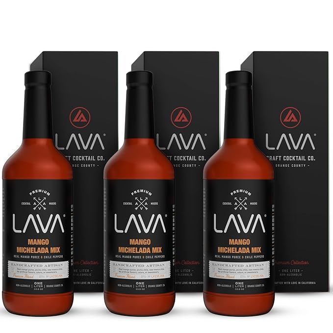 (3-Pack) LAVA Premium Mango Michelada Mix Made With Real Mango Puree, Ancho Chile Peppers, New