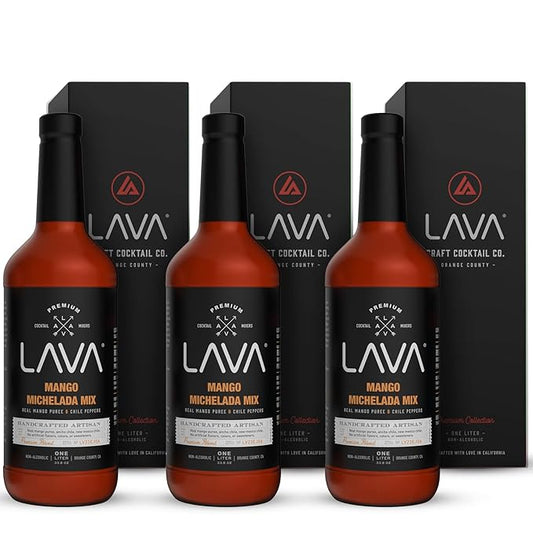 (3-Pack) LAVA Premium Mango Michelada Mix Made With Real Mango Puree, Ancho Chile Peppers, New
