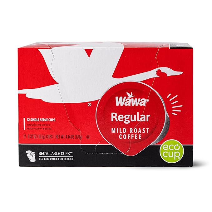 Wawa Mild Roast Single Cup Regular Coffee Pods, 72 Pods, 6 Boxes, Lightly Roasted, Nutty Smooth