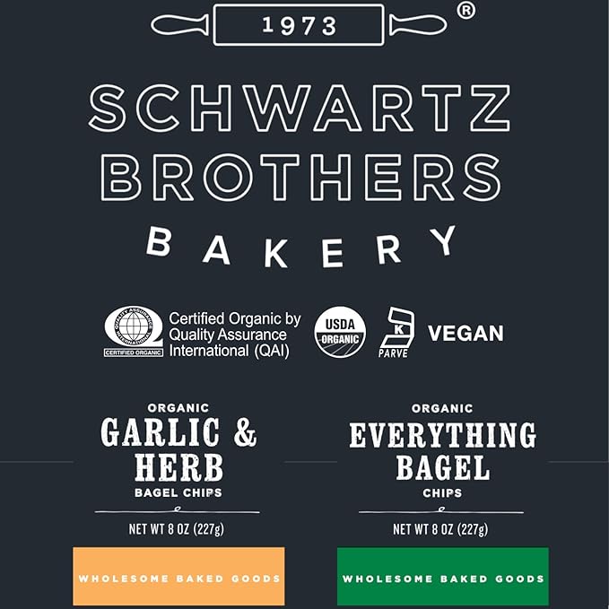 Schwartz Brothers Bakery, Bagel Chip Sampler, Everything & Garlic & Herb, Organic, Kosher