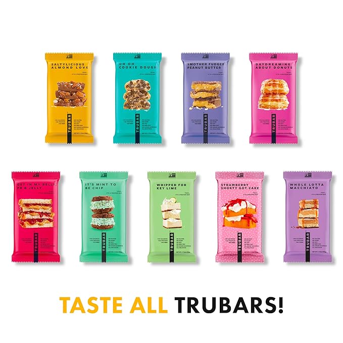 TRUBAR Vegan Protein Bar, Saltylicious Almond Love, Gluten Free, Plant Based, High Fiber, Dairy