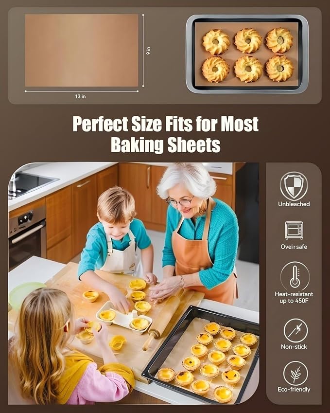 300PCS Parchment Paper Baking Sheets, 9x13 Inch,Non-Stick Precut Baking Parchment,Heavy Duty