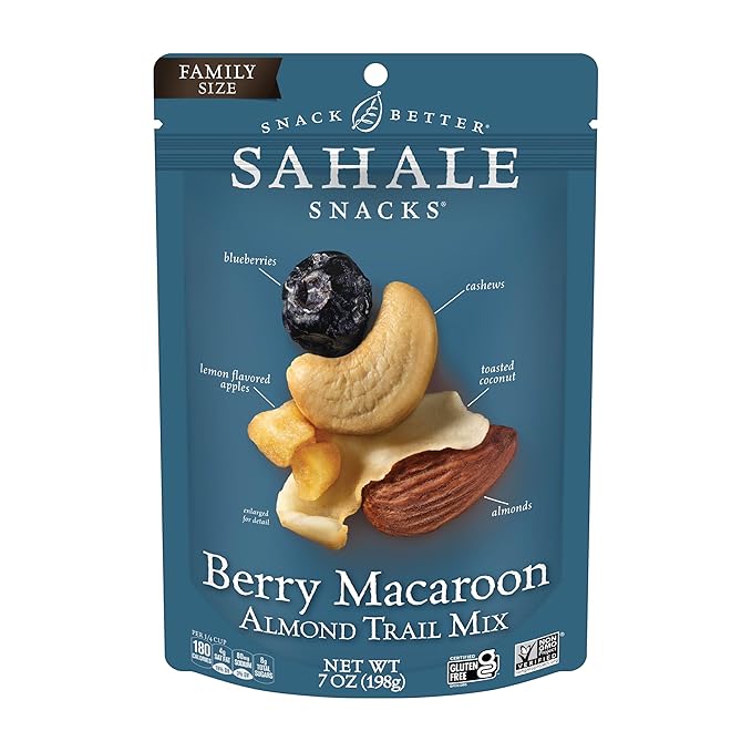 Sahale Snacks Berry Macaroon Almond Trail Mix, 7 oz Pouches (1 Pack) - Dry-Roasted Deluxe Mixed