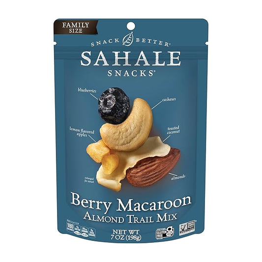 Sahale Snacks Berry Macaroon Almond Trail Mix, 7 oz Pouches (1 Pack) - Dry-Roasted Deluxe Mixed