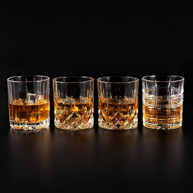 KANARS Old Fashioned Whiskey Glasses - Multi Designs Bourbon Glass 10 oz with Luxury Box - Ultra
