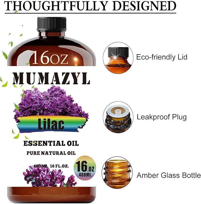 Lilac Essential Oil, Lilac Oil 16 Fl Oz 480ML for Diffuser Humidifier Yoga Cleaning DIY Candle Soap