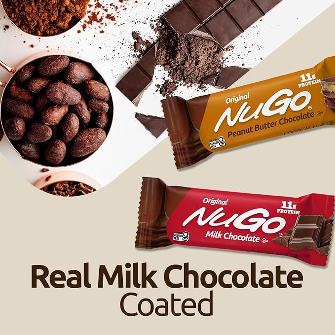 NuGo Protein Bar, Chocolate Banana, 13g Protein, Gluten Free, 15 Count