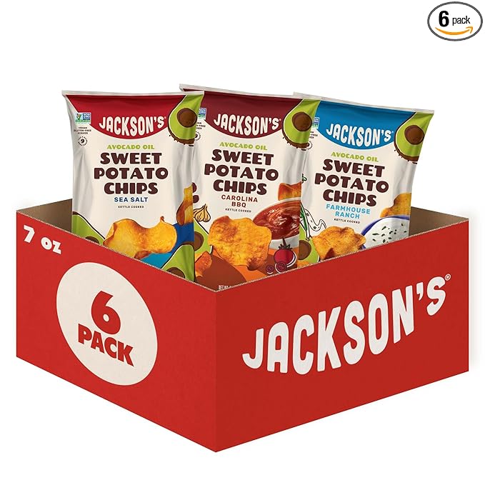 Jackson???Sweet Potato Kettle Chips Avocado Oil Variety Pack made with Premium Oils (7oz, Pack of