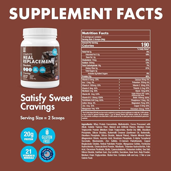 Yes You Can! Meal Replacement Shake - 20G Protein, 5G Fiber, 21 Vitamins & Minerals, 0G Added Sugar