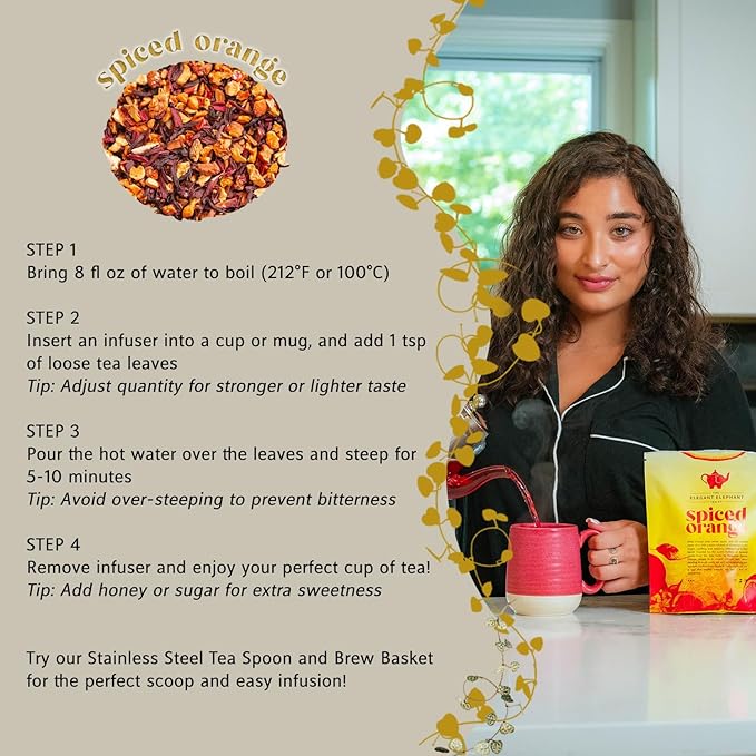 Spiced Orange Tea, Loose Leaf Herbal Tea – Sweet, Spicy, Caffeine-Free – Orange, Apple & Cinnamon