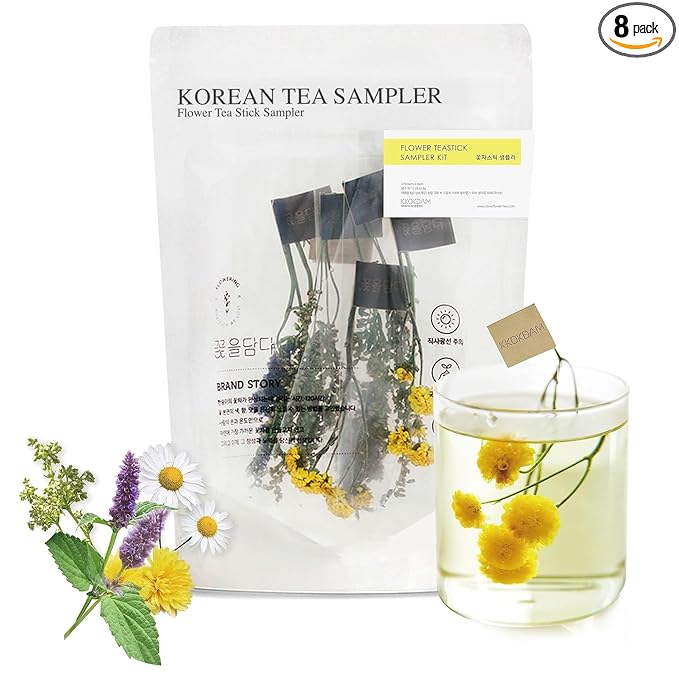 KKOKDAM Blooming Flower Tea Stick Sampler – Loose Leaf Tea Sampler, Fancy Variety Pack, Gift Set