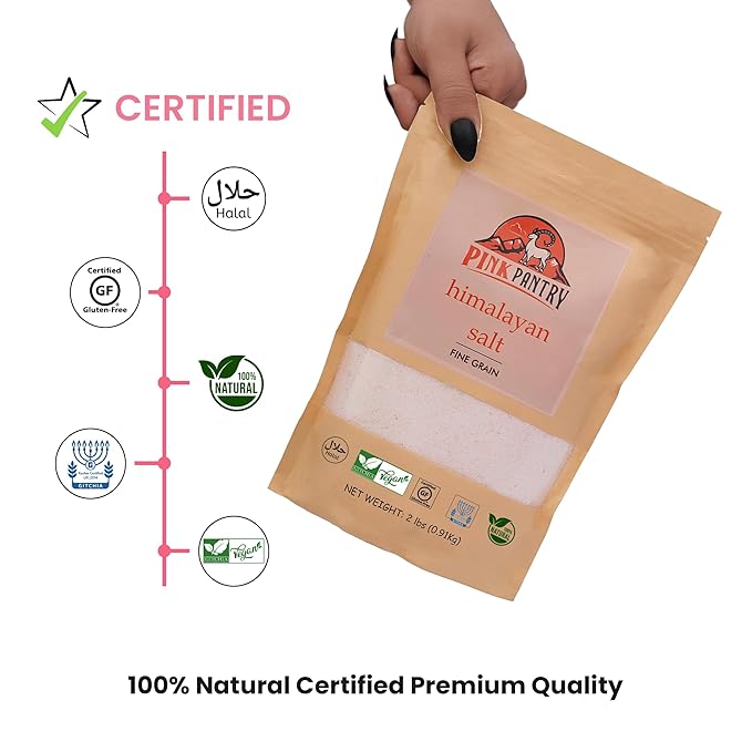 Pink Pantry Himalayan Pink Salt, 100% Pure Himalayan Salt, Non-GMO, Kosher Certified, No Additives