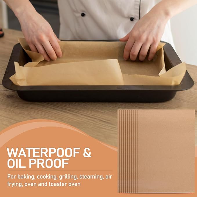 200 Pcs Large Parchment Paper Sheets for Baking, 13 x 18 Inch Brown Unbleached Precut Nonstick