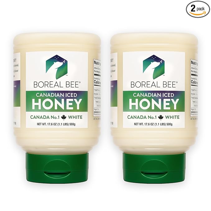 Boreal Bee Canadian Iced Honey – Smooth White Creamed Honey from Prairie Wildflowers Like Clover &
