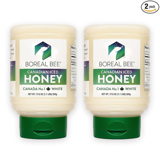 Boreal Bee Canadian Iced Honey – Smooth White Creamed Honey from Prairie Wildflowers Like Clover &