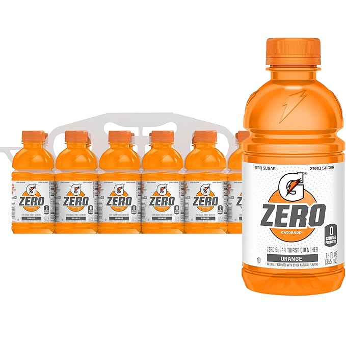 Gatorade Thirst Quencher Zero Sugar Sports Drink, Orange, 12oz , Pack of 12 Electrolytes for