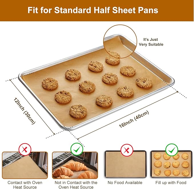 O2frepak Parchment Paper Baking Sheets 300 PCS 12"x16" Pre Cut Non-Stick Baking Tray Mat,Oil