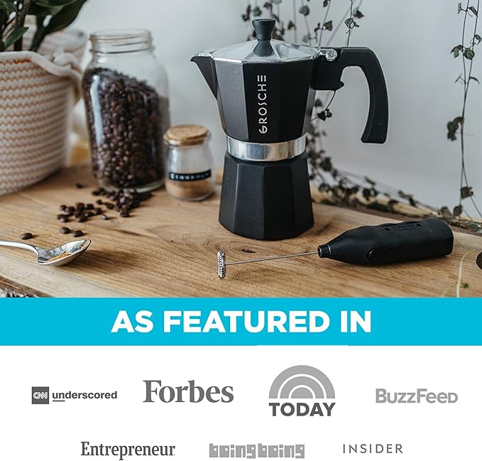 GROSCHE Milano Stovetop Espresso Maker Moka Pot 3 espresso Cup - 5 oz, Black - Cuban Coffee Maker