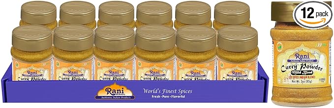 Rani Curry Powder Mild (10-Spice Authentic Indian Blend) 3oz (85g) PET Jar, Pack of 12 ~ All