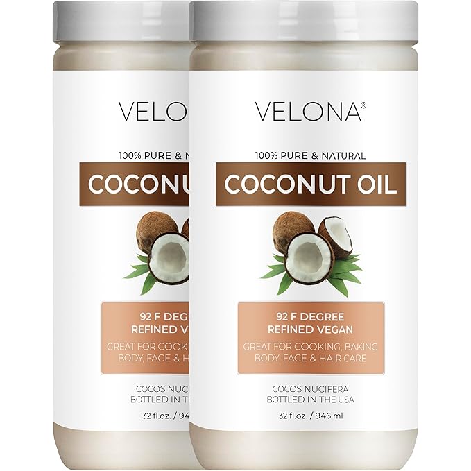 Coconut Oil 92 Degree by Velona - 64 fl oz | 100% Pure and Natural Carrier Oil | in jar | Refined