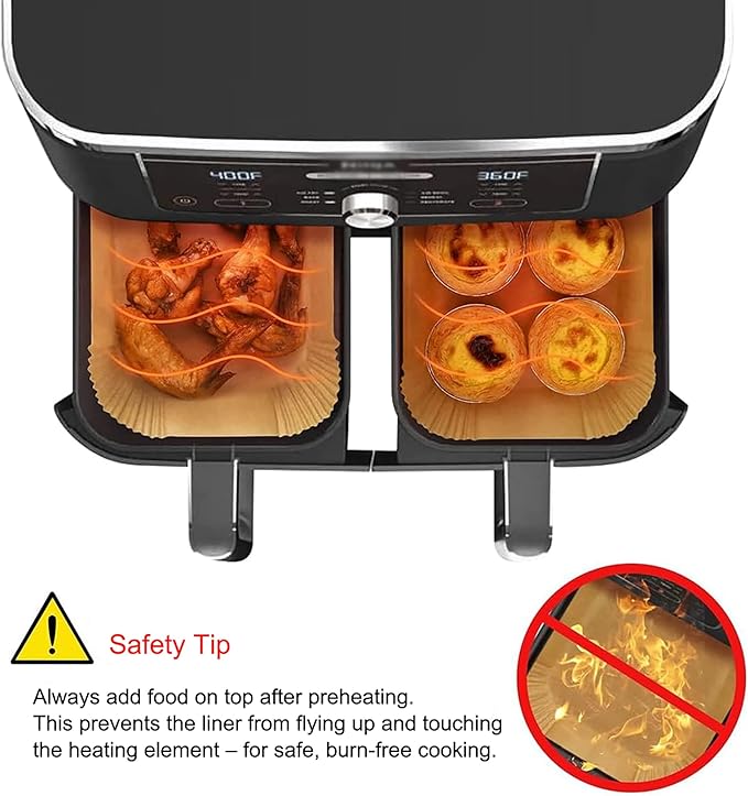 Air Fryer Disposable Paper Liner, 200 Pack Baking Paper for Ninja Foodi DZ201 DZ401 Dual Air Fryer