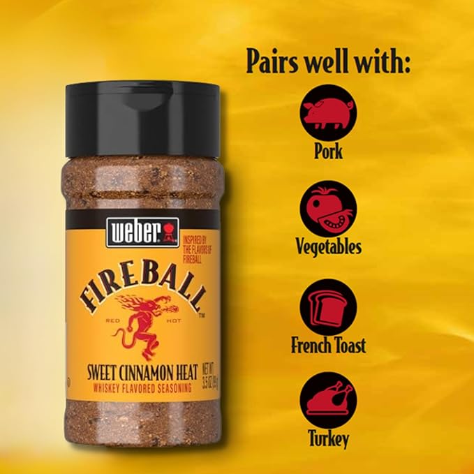 Weber Fireball Whiskey Flavored BBQ Seasoning, 3.5 oz