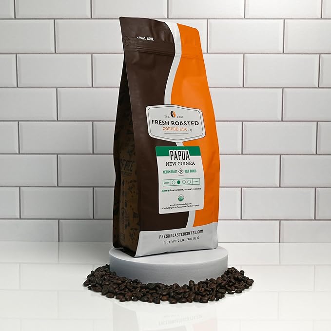 Fresh Roasted Coffee, Organic Papua New Guinea | USDA Organic, 100% Single Origin, Kosher | Medium