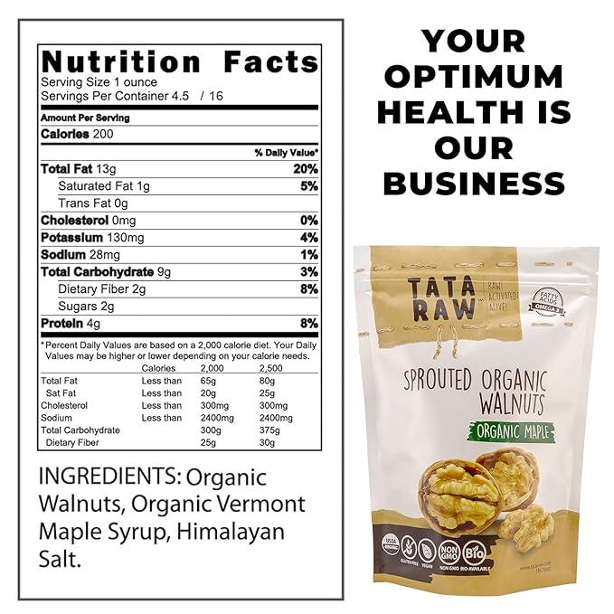 TATA RAW - Sprouted Organic Maple Walnuts -1 lb