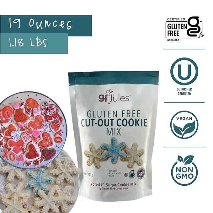 gfJules Certified Gluten Free Cut Out Cookie Baking Mix | Tollhouse Style | Bars or Cookies | No