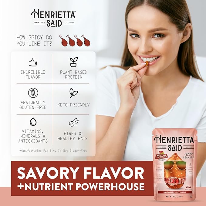 Henrietta Said Wing-Flavored Peanuts - Truly Good Foods Snacking Nuts - Bold Flavors - Savory &